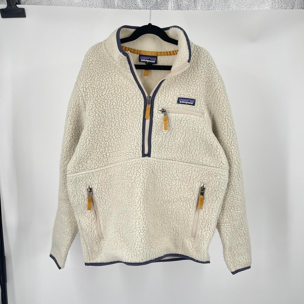 Patagonia Women's Fleece Half Zip Retro Marsupial Sweater S Gorpcore Hiking Tan